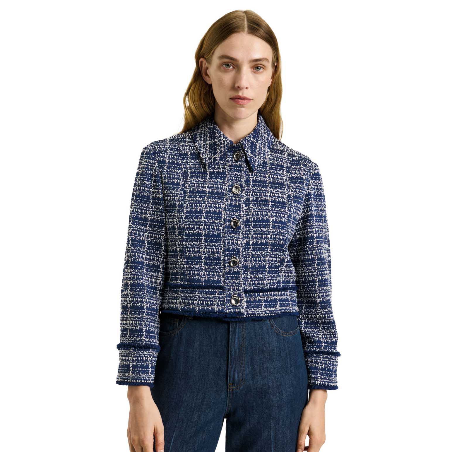 Veronika Maine European Boucle Cropped Jacket